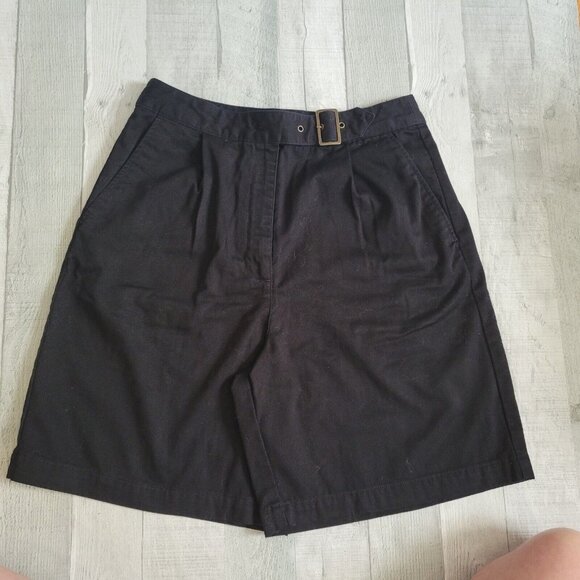 Talbots Shorts Womens Size 8 Black Chino Front Buckle - Picture 1 of 4
